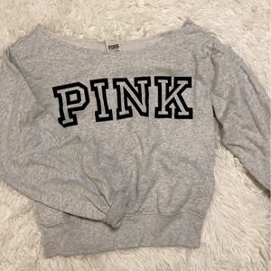 PINK GREY SWEATSHIRT/OFF THE SHOULDER TOP